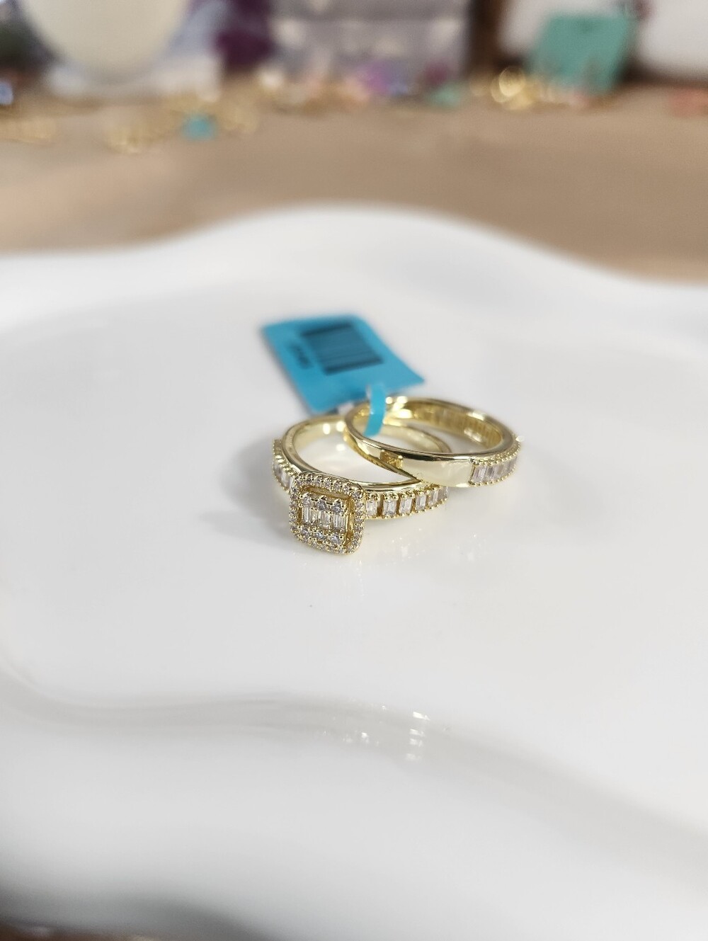 18k Gold Plated Moissanite Wedding Set